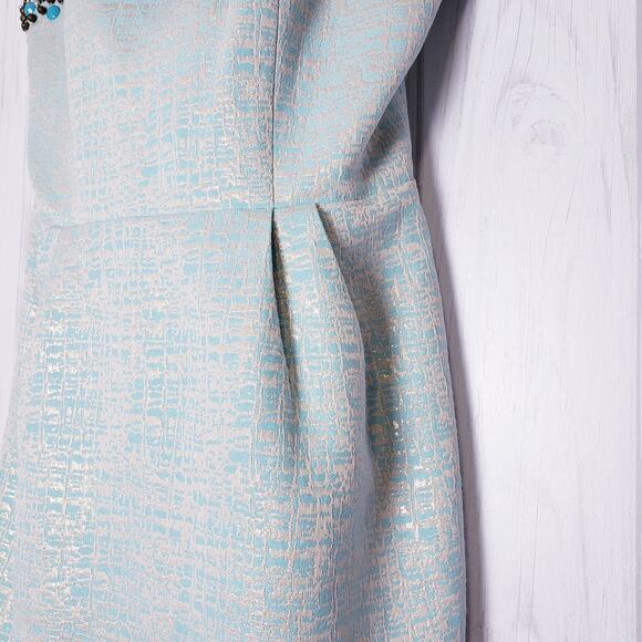 Lilly Pulitzer Raya Metallic Strapless Sheath Dress Beaded Knee Length Lined - Picture 5 of 14